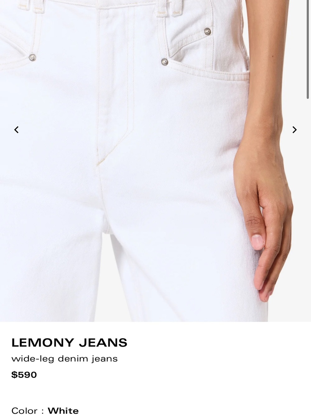 Isabel Marant LEMONY JEANS. White Straight-Leg Denim Jeans